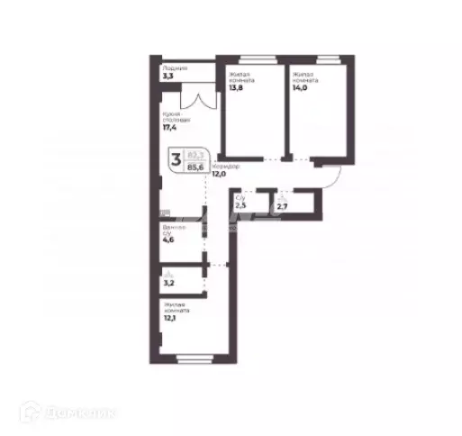 Продаётся 3-к квартира, 82.3 м - Фото 0