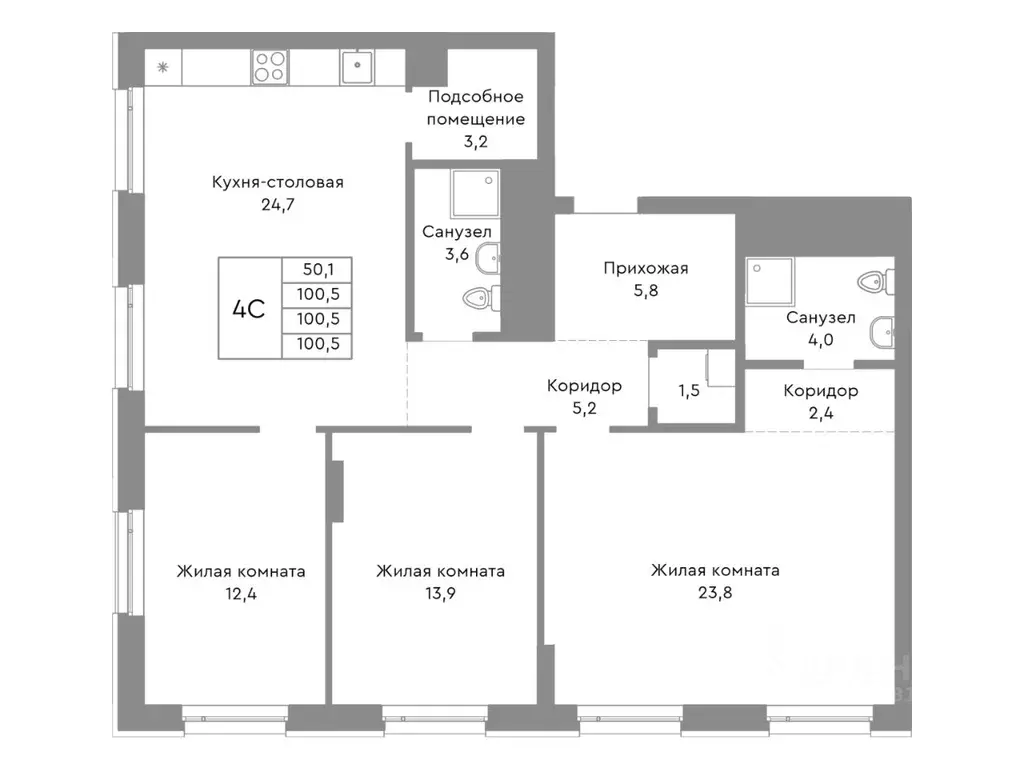 4-к кв. Челябинская область, Челябинск ул. Энтузиастов, 32А (100.5 м) - Фото 1