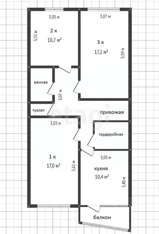 3-к кв. Приморский край, Владивосток ул. Давыдова, 29 (72.9 м) - Фото 1