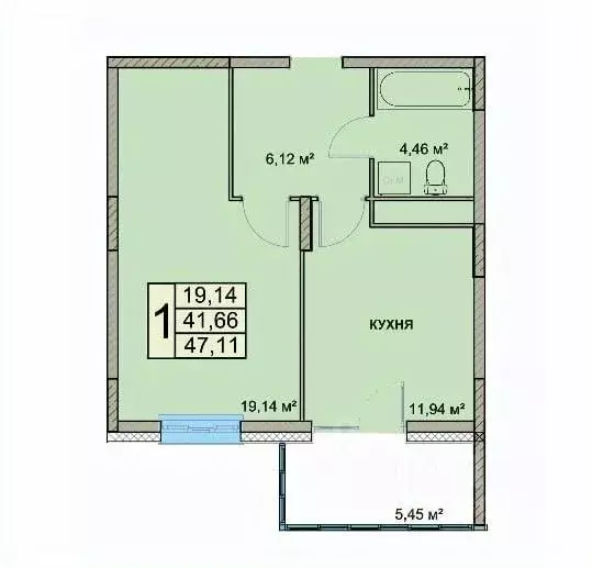 1-к кв. Ярославская область, Ярославль Чернопрудная ул., 41 (47.11 м) - Фото 1