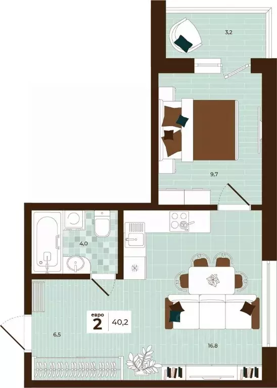 2-к кв. Тульская область, Тула ул. Академика Насоновой, 3 (40.2 м) - Фото 1