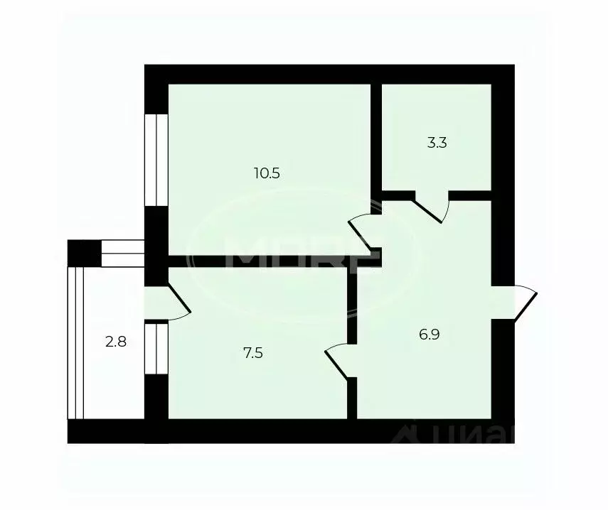 1-к кв. Калининградская область, Пионерский Октябрьская ул., 2Б (31.0 ... - Фото 2