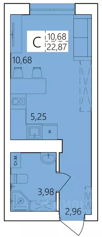 Студия Башкортостан, Уфа ул. Пожарского, 237 (22.87 м) - Фото 1