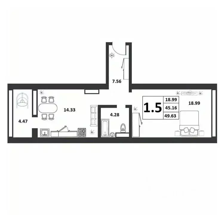 1-к кв. Новгородская область, Великий Новгород ул. Якова Павлова, 15 ... - Фото 1