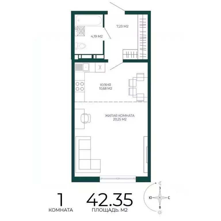1-к кв. Пензенская область, Пенза Чаадаев жилой комплекс (42.35 м) - Фото 1