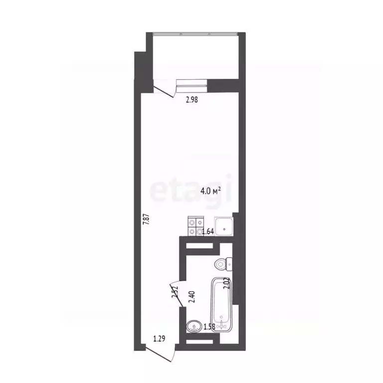 Студия Тюменская область, Тюмень ул. Мельникайте, 2к9 (21.1 м) - Фото 2