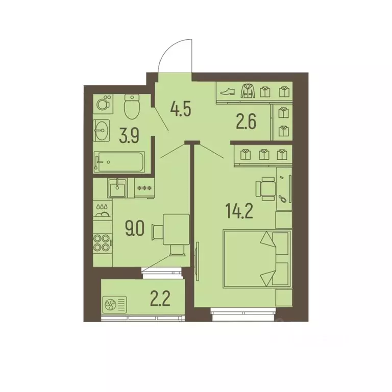 1-к кв. Пермский край, Пермь Подлесная ул., 55А (35.3 м) - Фото 1