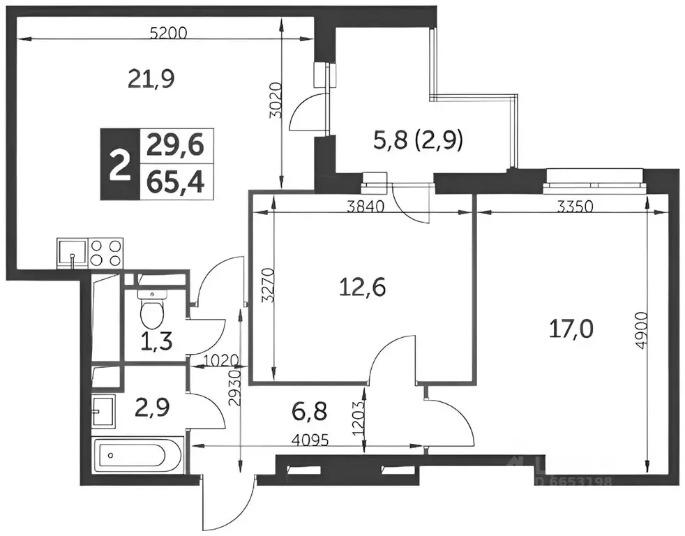 2-к кв. Москва ул. Красная Сосна, 3 (67.0 м) - Фото 2