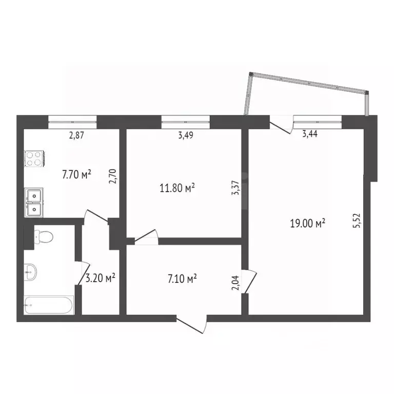 2-к кв. Омская область, Омск просп. Мира, 90/1 (52.0 м) - Фото 0