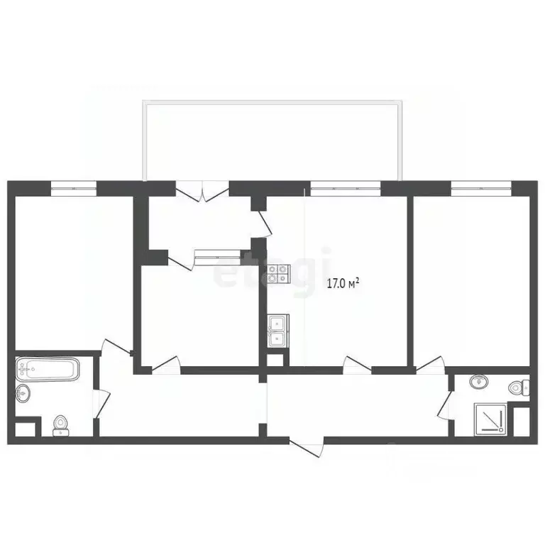3-к кв. Тюменская область, Тюмень ул. Федюнинского, 30к6 (88.6 м) - Фото 2