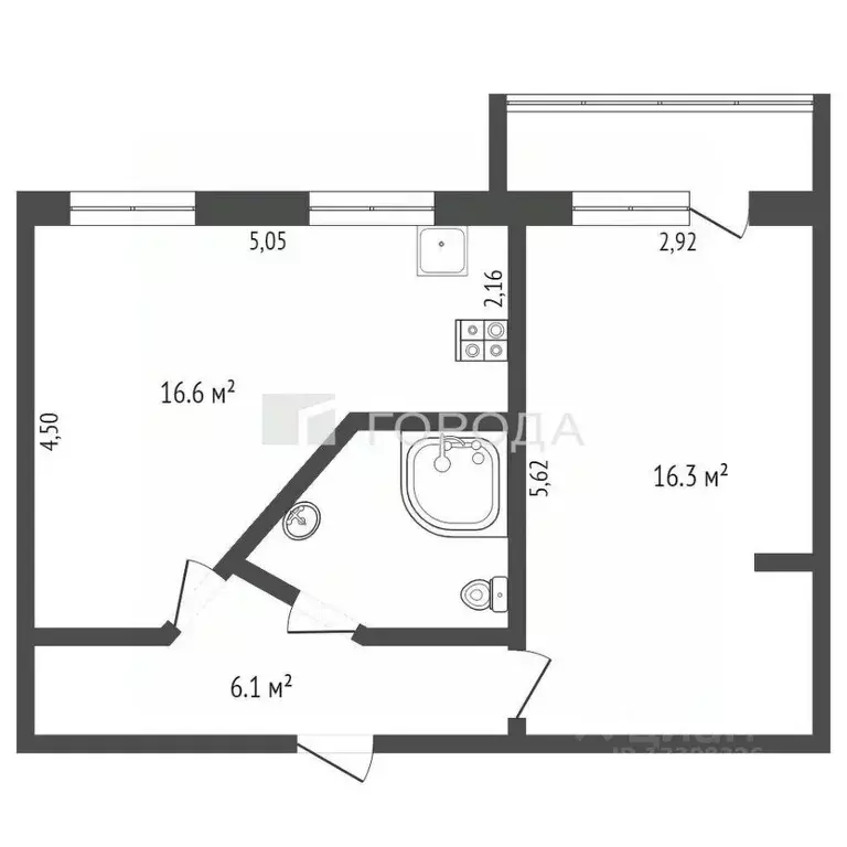 2-к кв. Новосибирская область, Новосибирск ул. Кольцова, 130 (43.3 м) - Фото 1