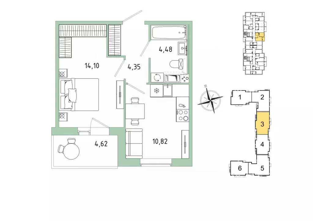 1-к кв. Ленинградская область, Гатчина Въезд мкр,  (36.06 м) - Фото 1