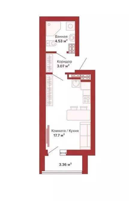 Квартира-студия: Екатеринбург, улица Чапаева, 79 (25 м) - Фото 2