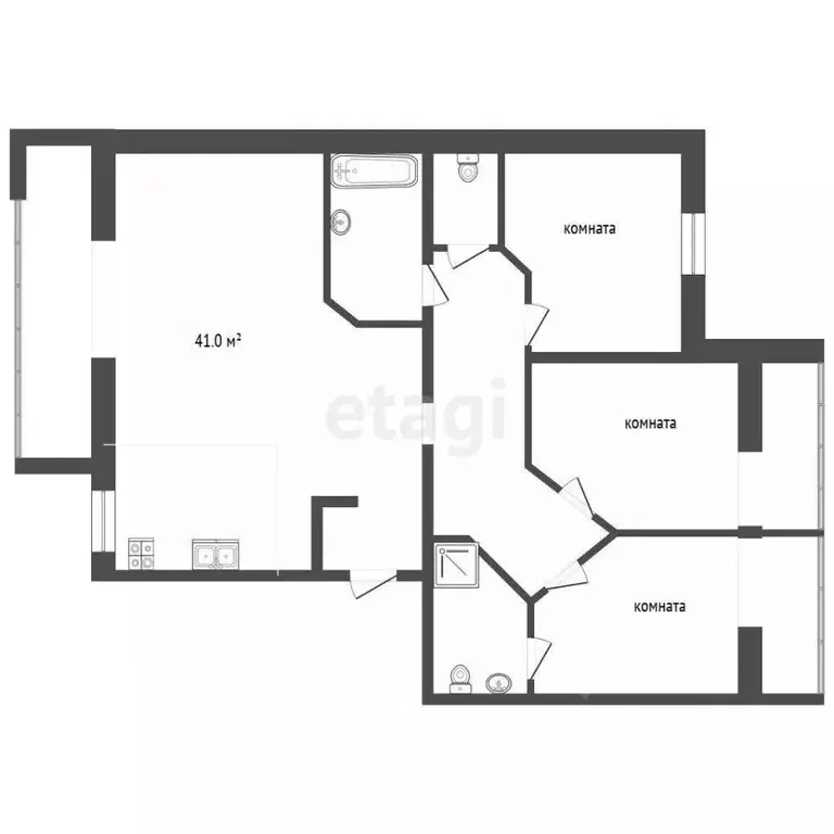 3-к кв. Тюменская область, Тюмень ул. Газопромысловая, 6 (117.9 м) - Фото 1