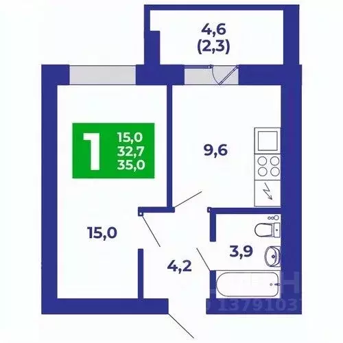 1-к кв. Башкортостан, Стерлитамакский район, Отрадовский сельсовет, с. ... - Фото 1
