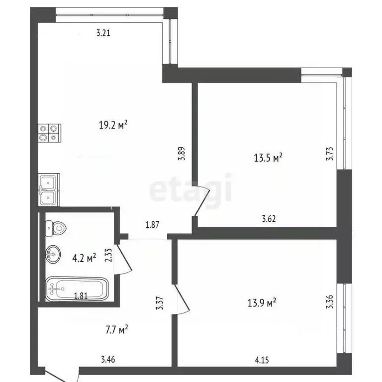 2-к кв. Кемеровская область, Кемерово просп. Притомский, 25к2 (61.2 м) - Фото 2
