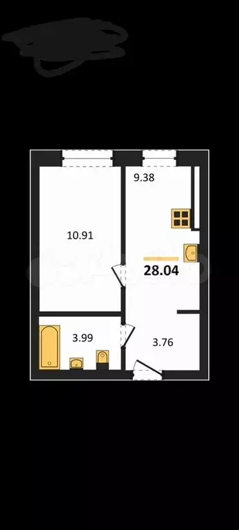 1-к. квартира, 29,6 м, 1/6 эт. - Фото 1