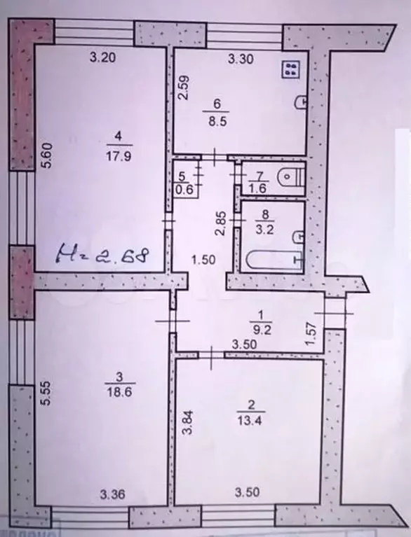 3-к. квартира, 74,5 м, 3/5 эт. - Фото 0