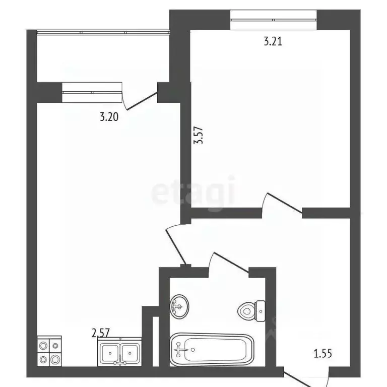 1-к кв. Самарская область, Самара ул. Г.С. Аксакова, 7 (41.0 м) - Фото 2