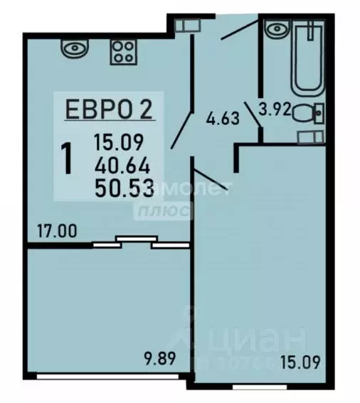 1-к кв. Липецкая область, Липецк Ленина-Соборная пл. (50.53 м) - Фото 2