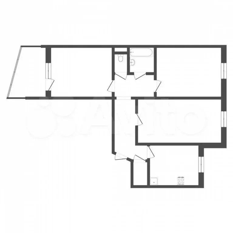 3-к. квартира, 66 м, 6/9 эт. - Фото 0