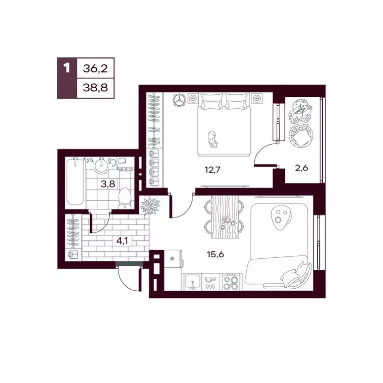 1-к кв. Тюменская область, Тюменский муниципальный округ, д. Дударева ... - Фото 0