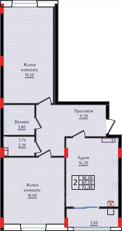 2-к кв. Ставропольский край, Ставрополь ул. Якова Андрюшина, 6 (71.3 ... - Фото 1