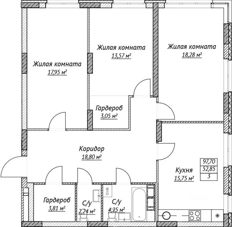 3-к кв. Нижегородская область, Нижний Новгород Сахарный Дол жилой ... - Фото 1