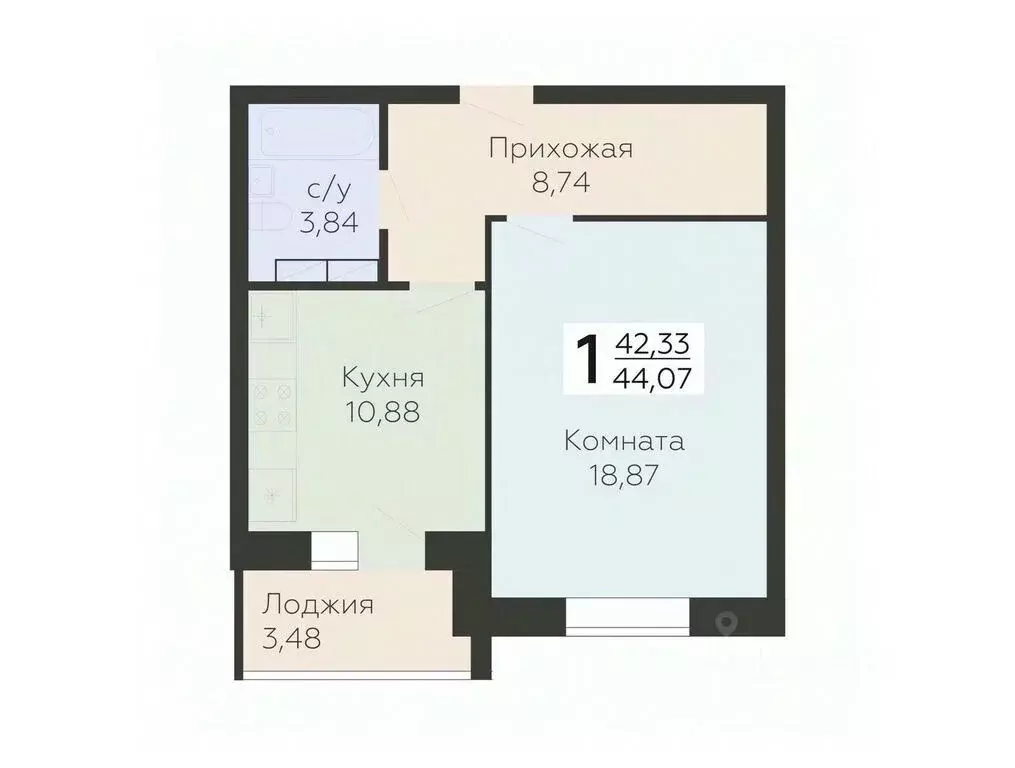 1-к кв. Орловская область, Орел ул. Панчука, 83Б (44.07 м) - Фото 0