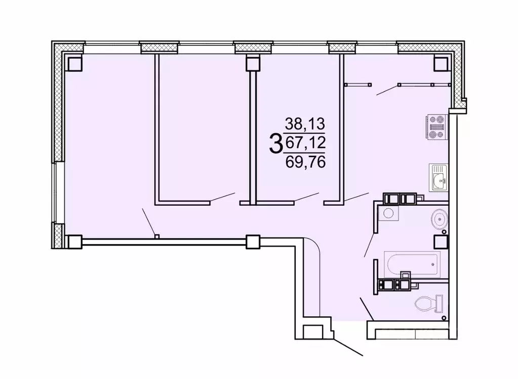 3-к кв. Хабаровский край, Хабаровск ул. Тимощука, 3/1 (71.5 м) - Фото 0