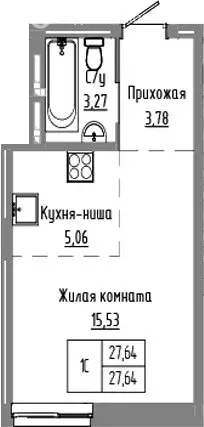 Квартира-студия: Краснообск, жилой комплекс Базилик (27.64 м) - Фото 1