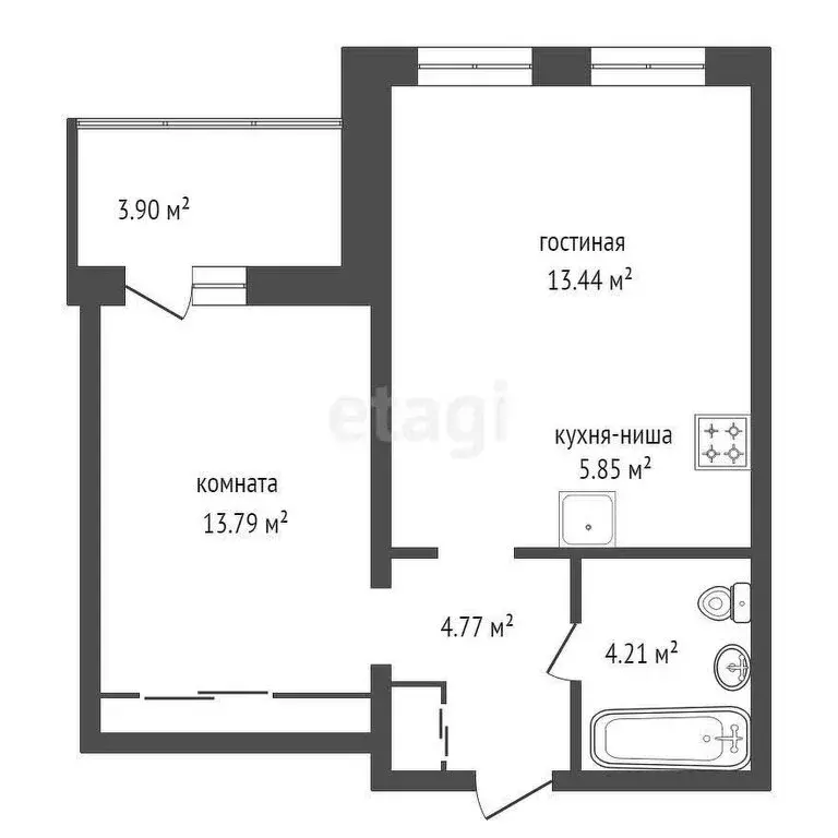 2-комнатная квартира: Красноярск, улица Елены Стасовой, 80 (44.01 м) - Фото 0