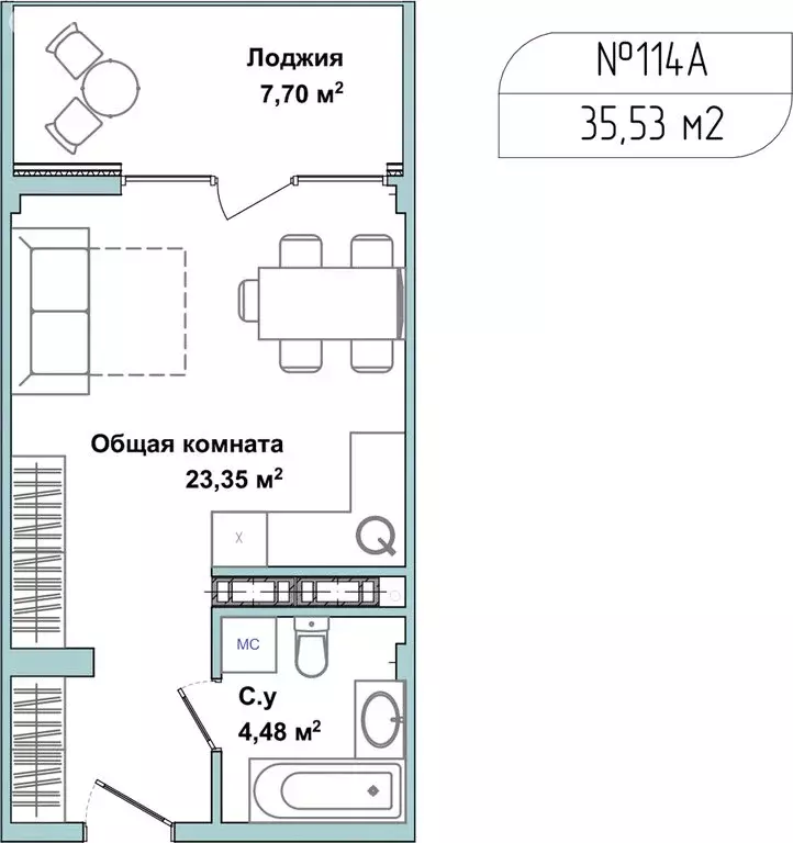 1-комнатная квартира: Севастополь, улица Лётчиков, 10к4 (34.6 м) - Фото 0
