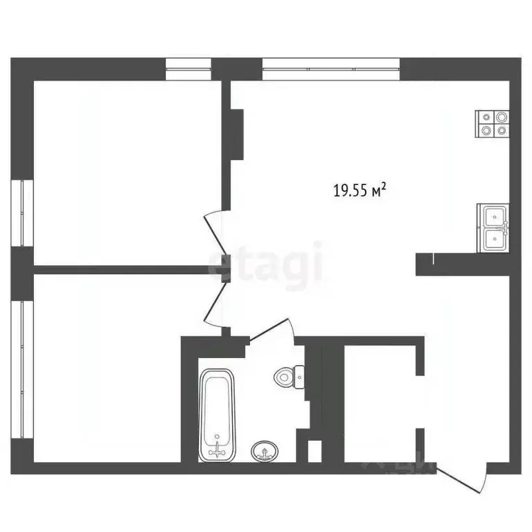 2-к кв. Тюменская область, Тюмень ул. Василия Малкова, 10 (41.0 м) - Фото 2