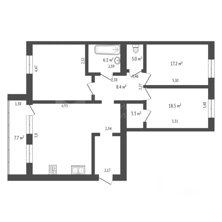 3-к кв. Тюменская область, Тюмень ул. Николая Федорова, 30 (116.2 м) - Фото 1