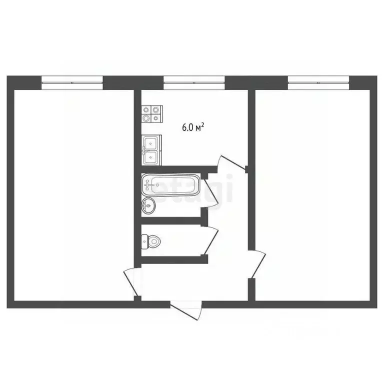2-к кв. Саратовская область, Балашов Мельничная ул., 18 (43.5 м) - Фото 1