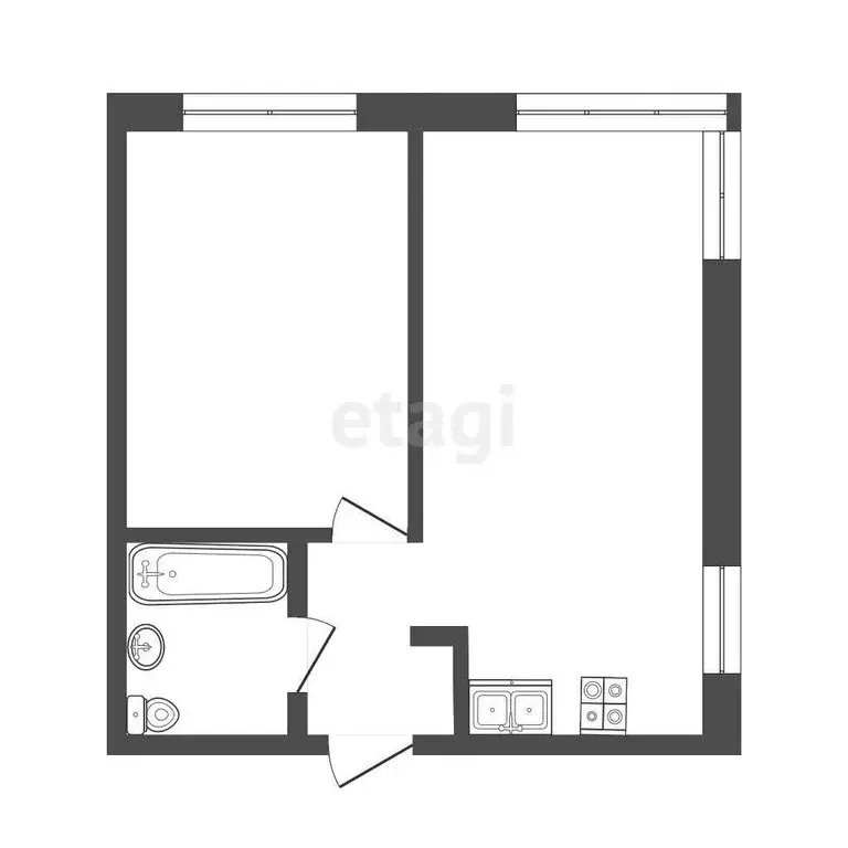 1-комнатная квартира: Тюмень, улица Ю.-Р.Г. Эрвье, 38 (46.5 м) - Фото 1