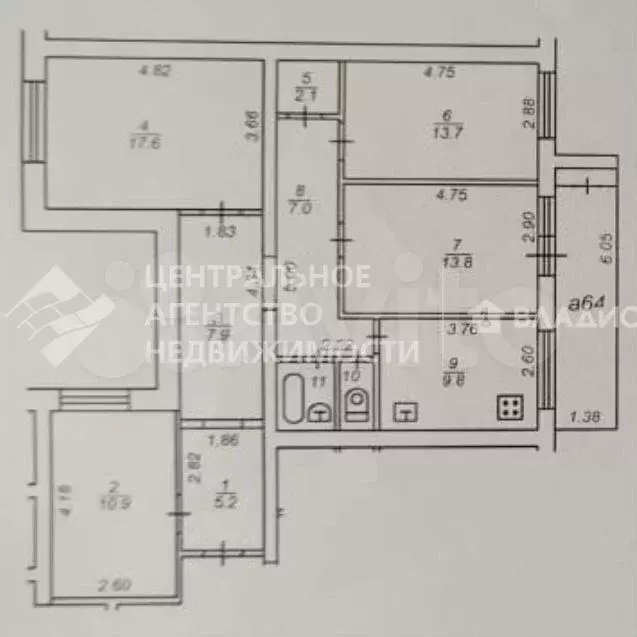 4-к. квартира, 91,2 м, 4/5 эт. - Фото 0