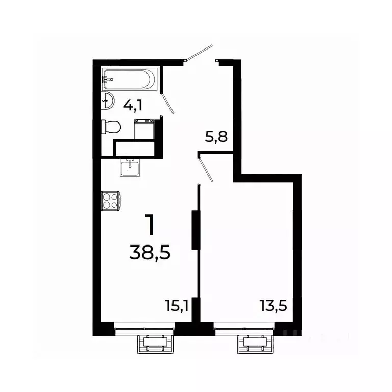 1-к кв. Нижегородская область, Нижний Новгород ул. Коперника, 15 (38.5 ... - Фото 1