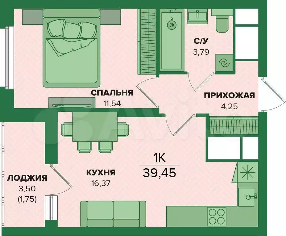 1-к. квартира, 39,5 м, 16/25 эт. - Фото 0