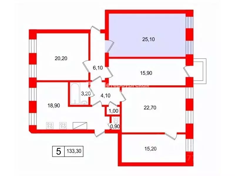 Комната Санкт-Петербург 6-я Красноармейская ул., 14 (25.1 м) - Фото 1