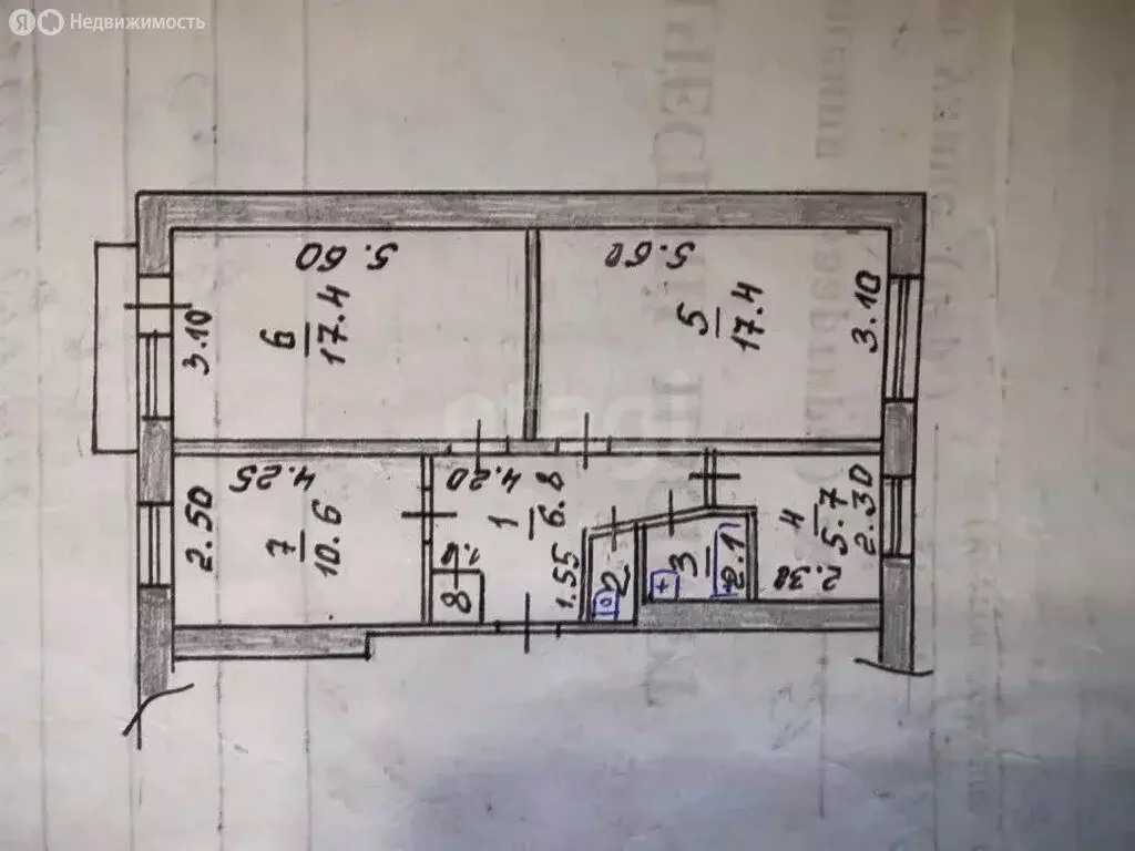 3-комнатная квартира: Елец, улица Костенко, 42А (65 м) - Фото 1