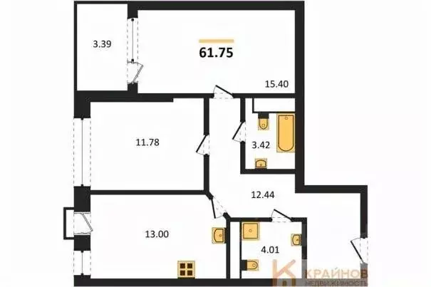 2-к кв. Воронежская область, Воронеж наб. Чуева, 7 (61.75 м) - Фото 0