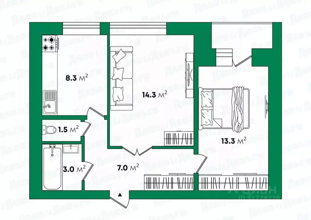 2-к кв. Кировская область, Киров ул. Романа Ердякова, 18 (48.0 м) - Фото 1