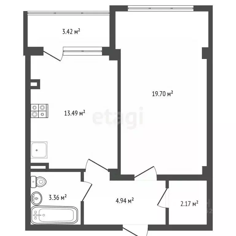 1-к кв. Ставропольский край, Кисловодск ул. Марцинкевича (43.7 м) - Фото 2