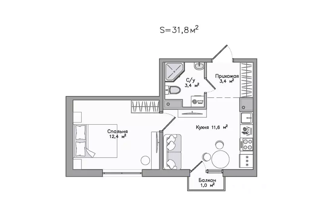 1-к кв. Карелия, Сортавала Советская ул., 5 (31.8 м) - Фото 1