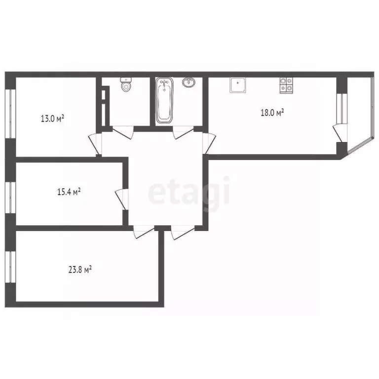 3-к кв. Тюменская область, Тюмень ул. 50 лет Октября, 24к2 (99.6 м) - Фото 2