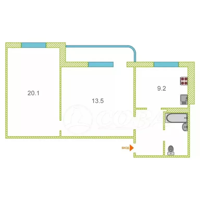 2-комнатная квартира: Тюмень, улица 50 лет Октября, 62Ак2 (60 м) - Фото 2
