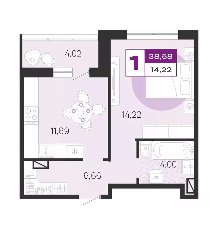 1-к кв. Брянская область, Брянск ул. А.К. Толстого, 3Б (38.58 м) - Фото 1