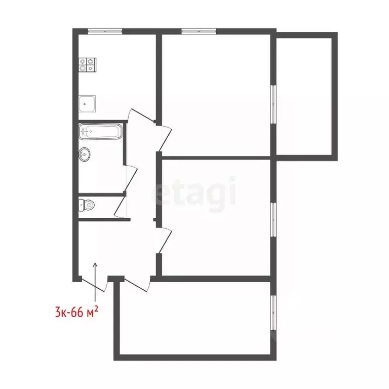 3-к кв. Свердловская область, Екатеринбург пер. Замятина, 38к3 (66.0 ... - Фото 1